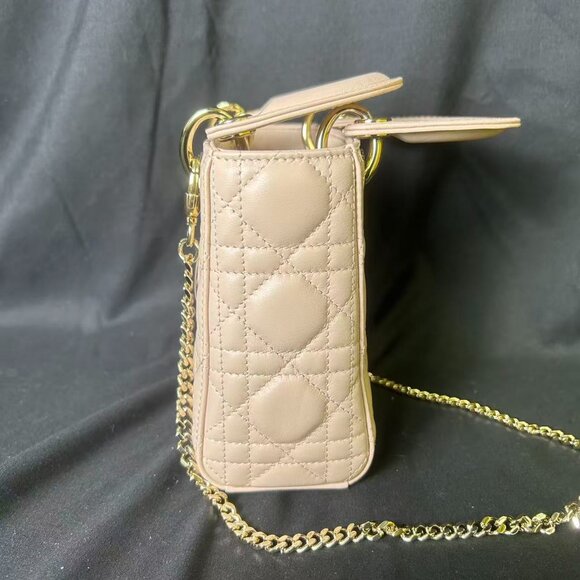 Lady Dior Mini Bag – Beige Lambskin with Gold Hardware - Picture 4 of 16